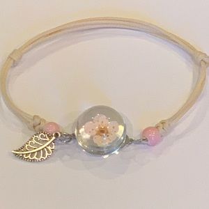 White/Pink/Silver Floral Bracelet